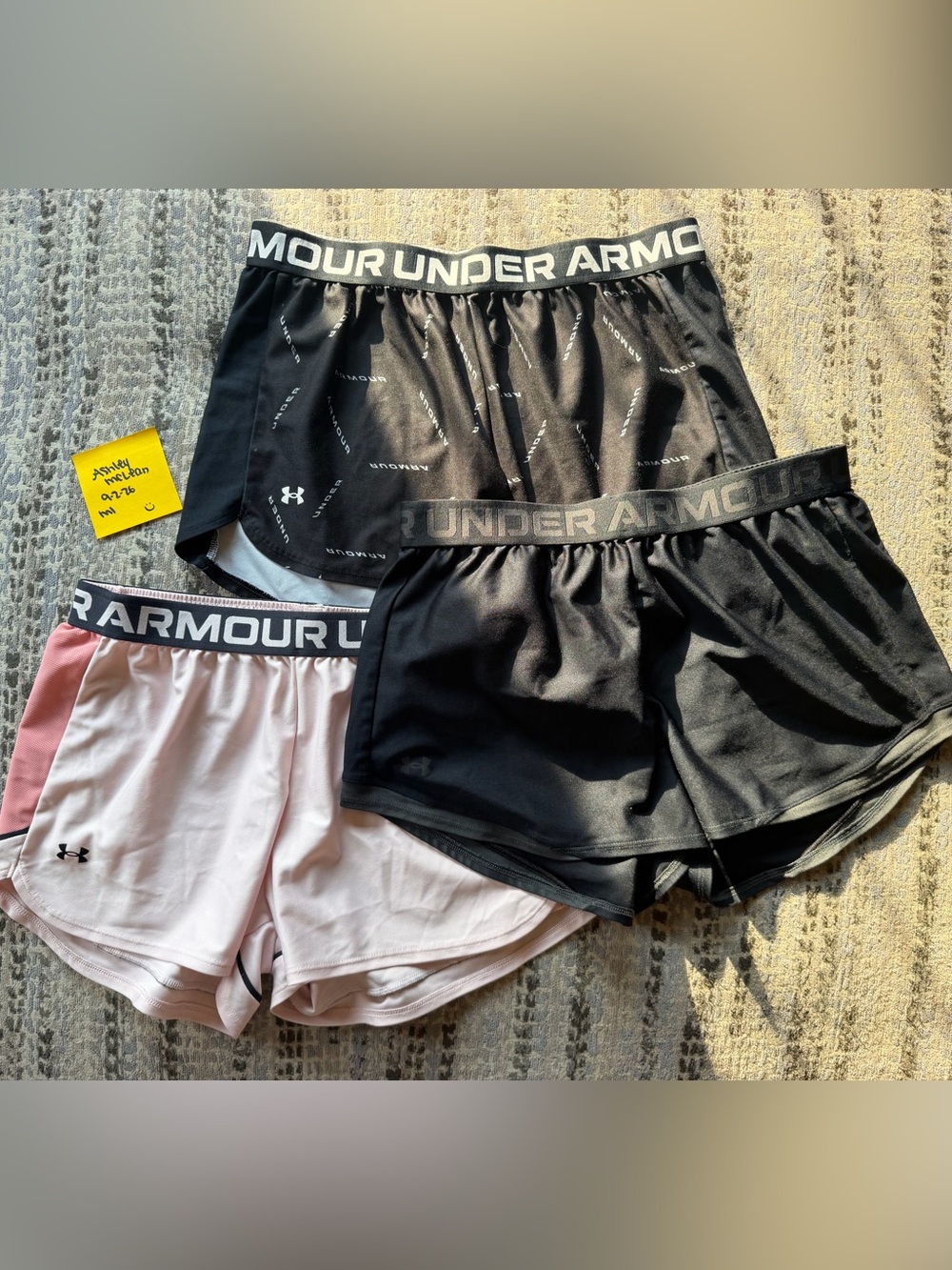 Set of 3 Under Armour Women’s Athletic Shorts - Black & Light Pink